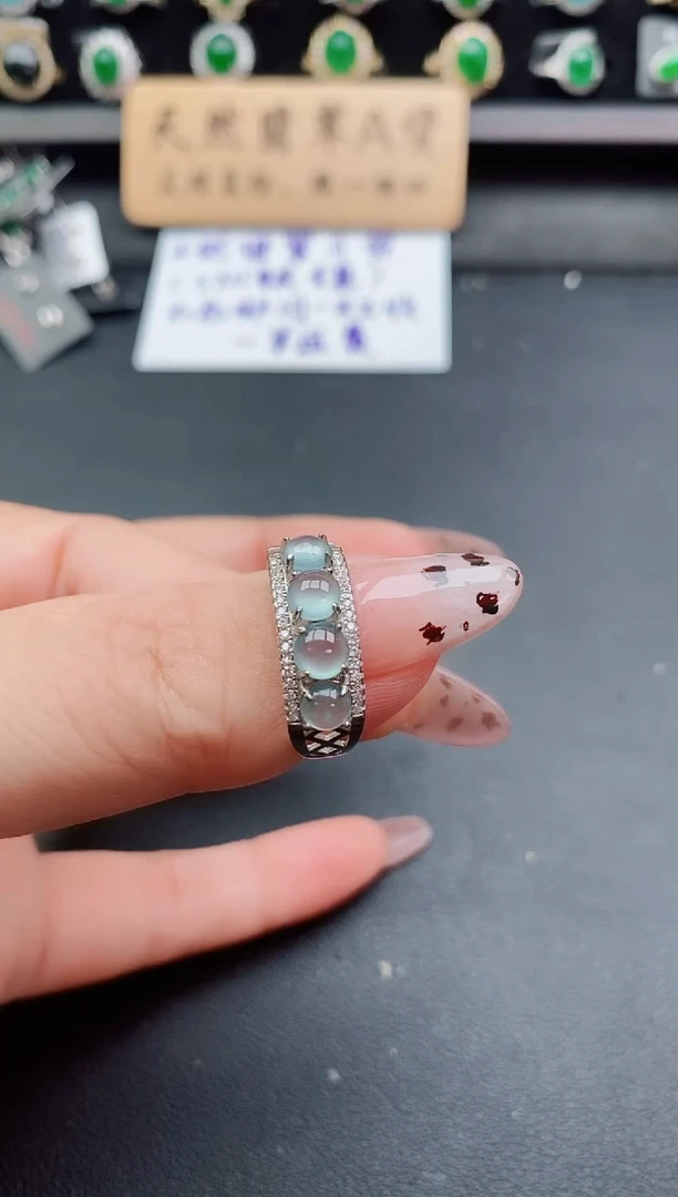 银S925镶嵌戒指翡翠1