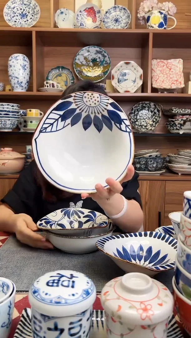 瓷片翔芳窑 大丽花 异型钵18cm