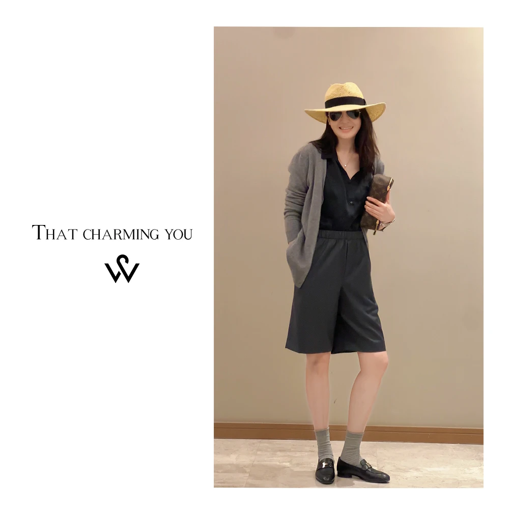 WAWA【尽显腿长】25S夏季宽松休闲直筒五分裤气质通勤百搭87791