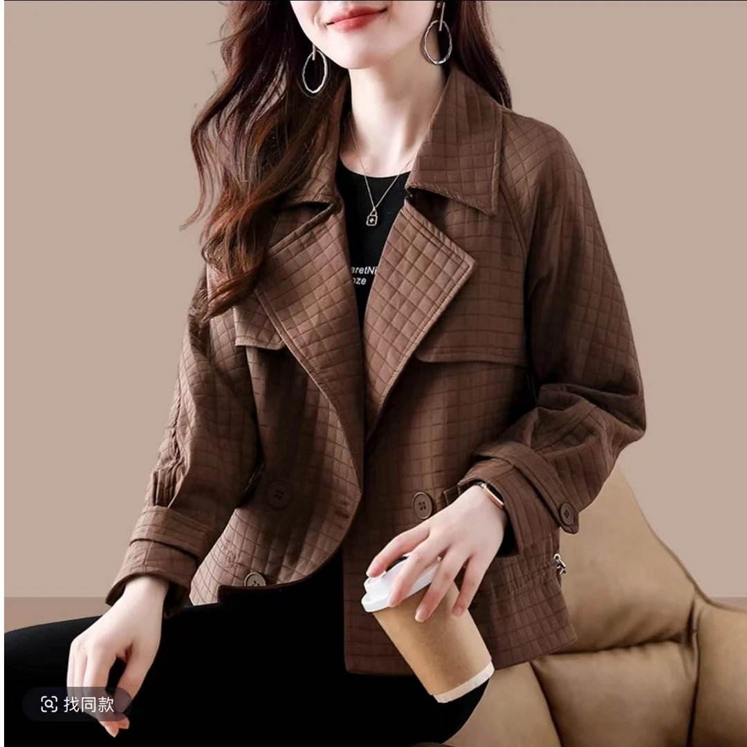 1159#【衣长53】短装外套女爆款百搭小香风高腰开襟翻领休闲上衣