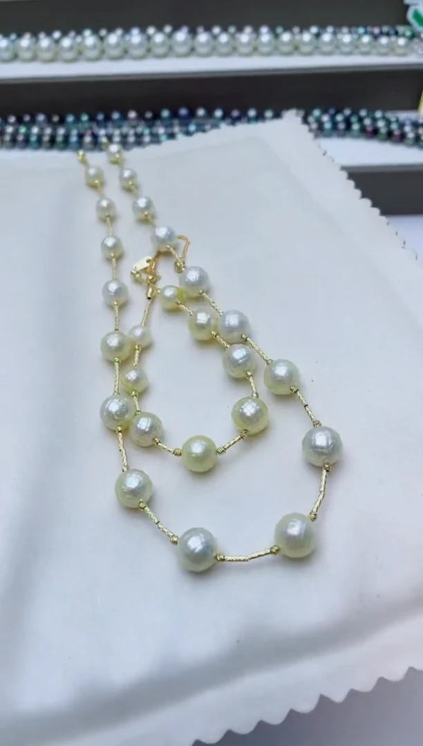 颈饰银S925镶嵌海水珍珠A64