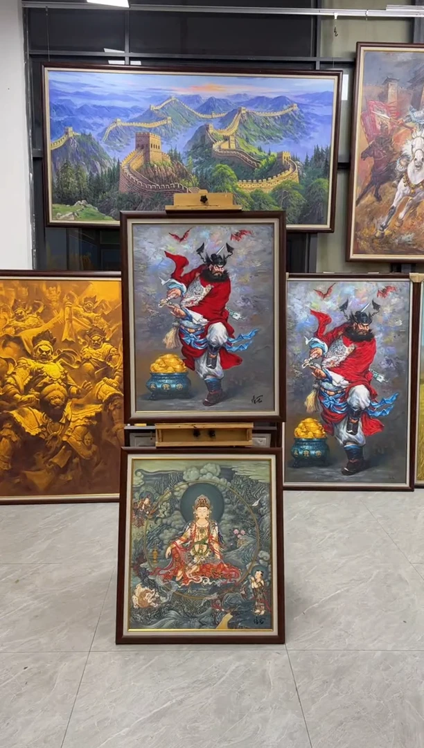 油画禅*办公室客厅茶室玄关走廊家居挂画钟馗70*90加朱砂