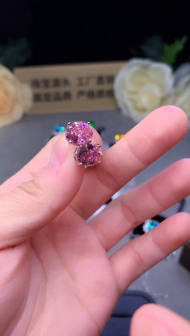 银S925镶嵌耳钉碧玺0257