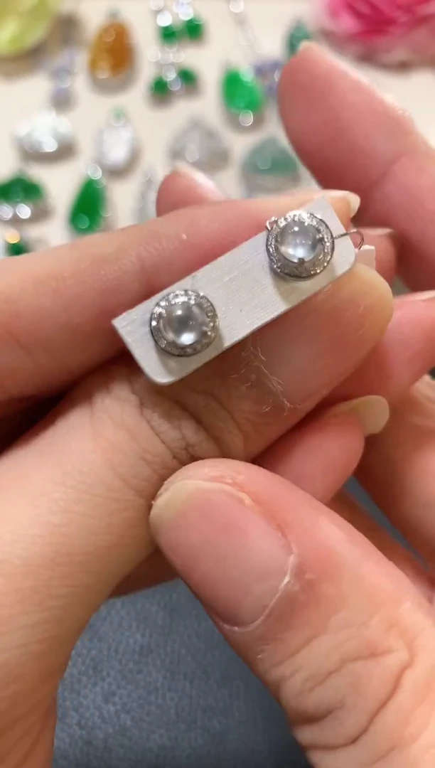 18K金镶嵌翡翠耳饰z6多样性一件发货