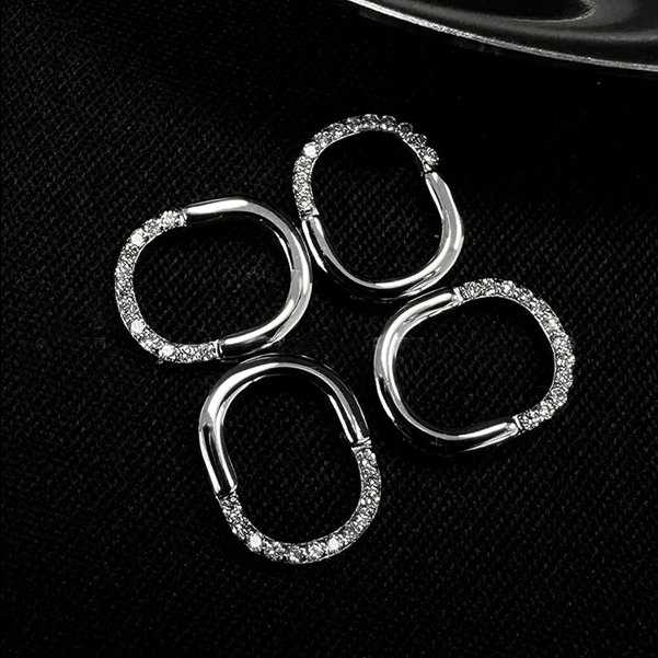 镀18K白金色半圈椭圆万用能扣diy项链吊坠挂坠固定连接扣头配件