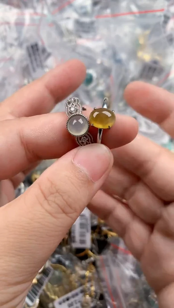 银S925镶嵌戒指翡翠444   1