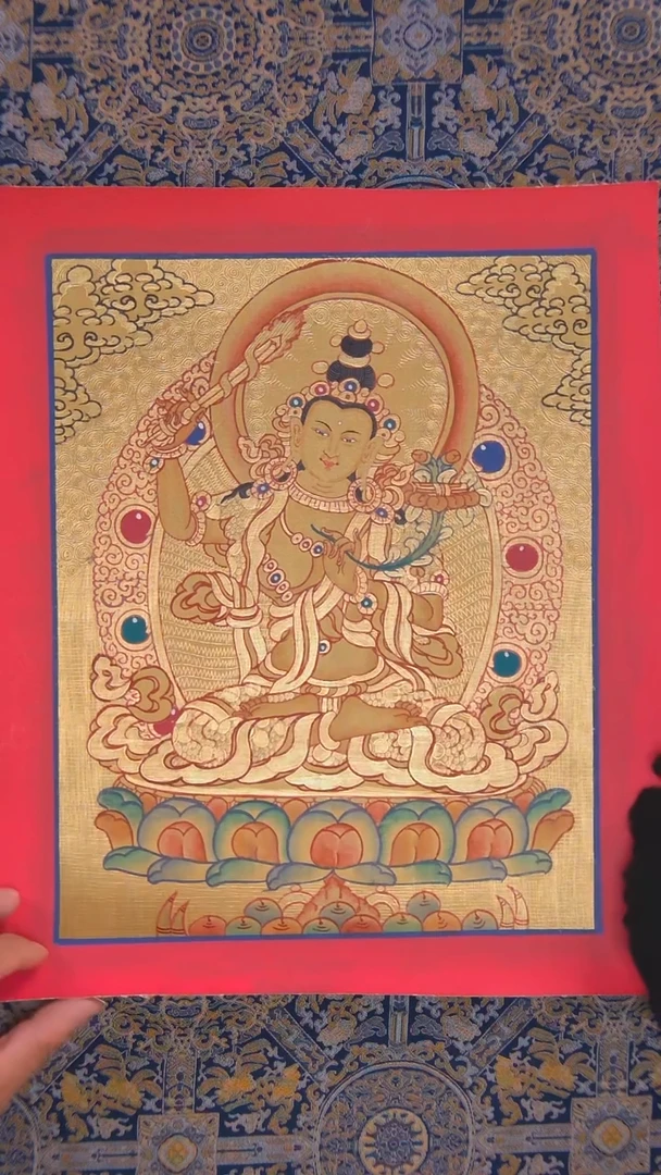 卷轴画纯手绘唐卡文殊