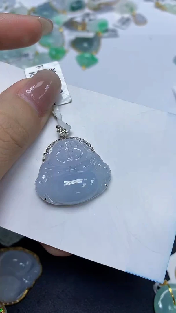 翡翠18K金镶嵌颈饰天然缅甸翡翠A货