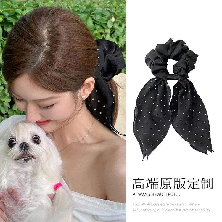 许我耀眼赵露思同款黑白波点发带发圈女2025新款百搭绑法头饰发饰