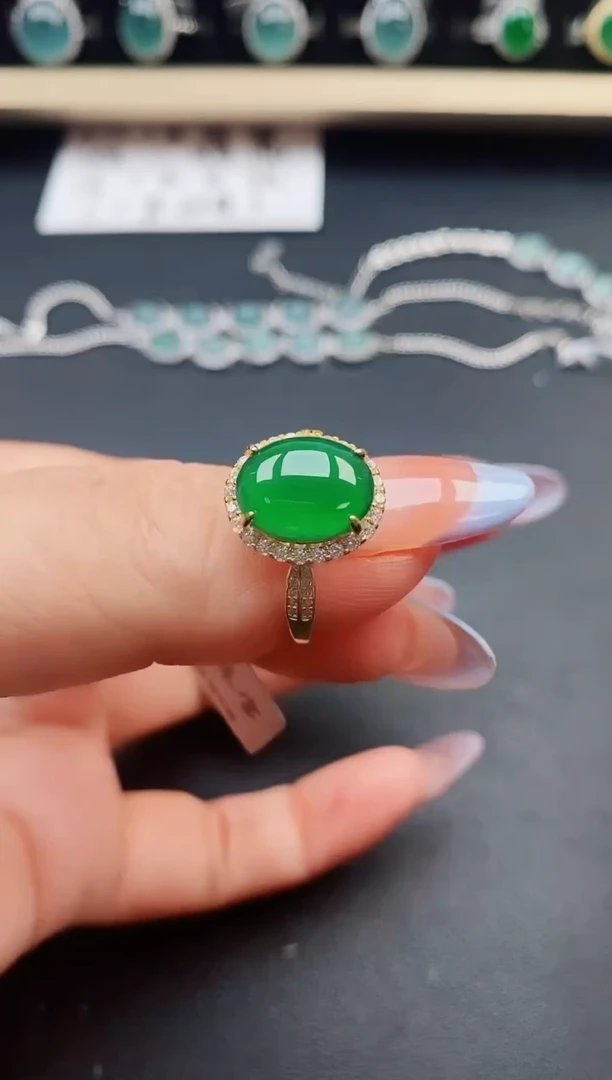 翡翠戒指银S925镶嵌321312