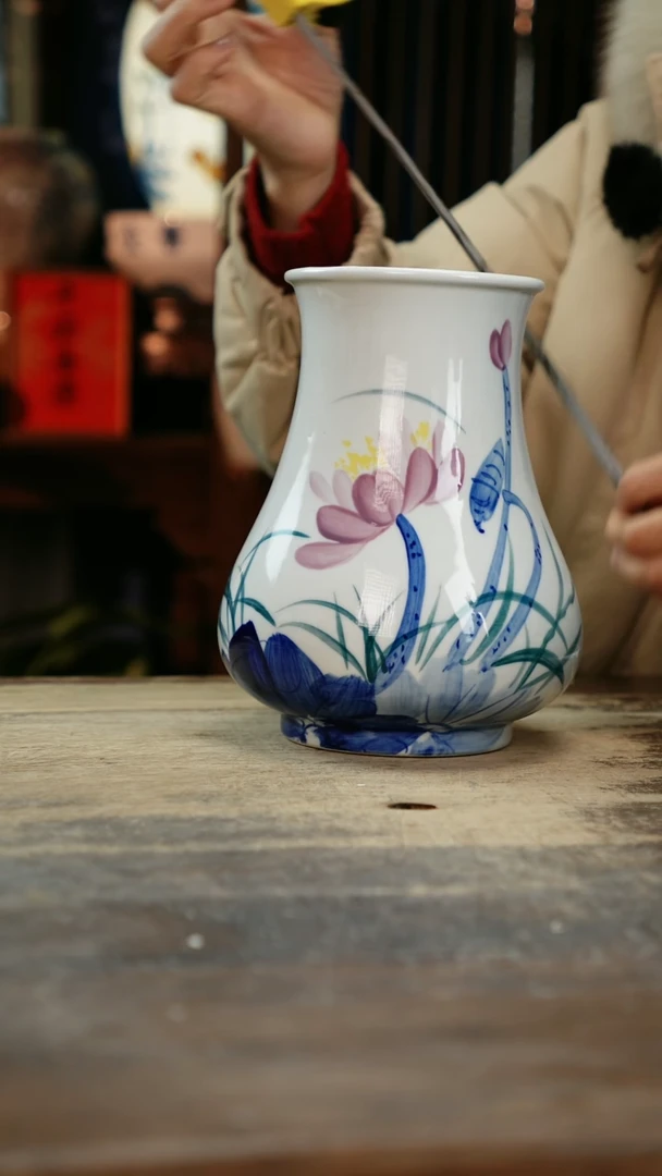 【闪购商品】瓷片景德镇纯手工釉下彩精品花瓶