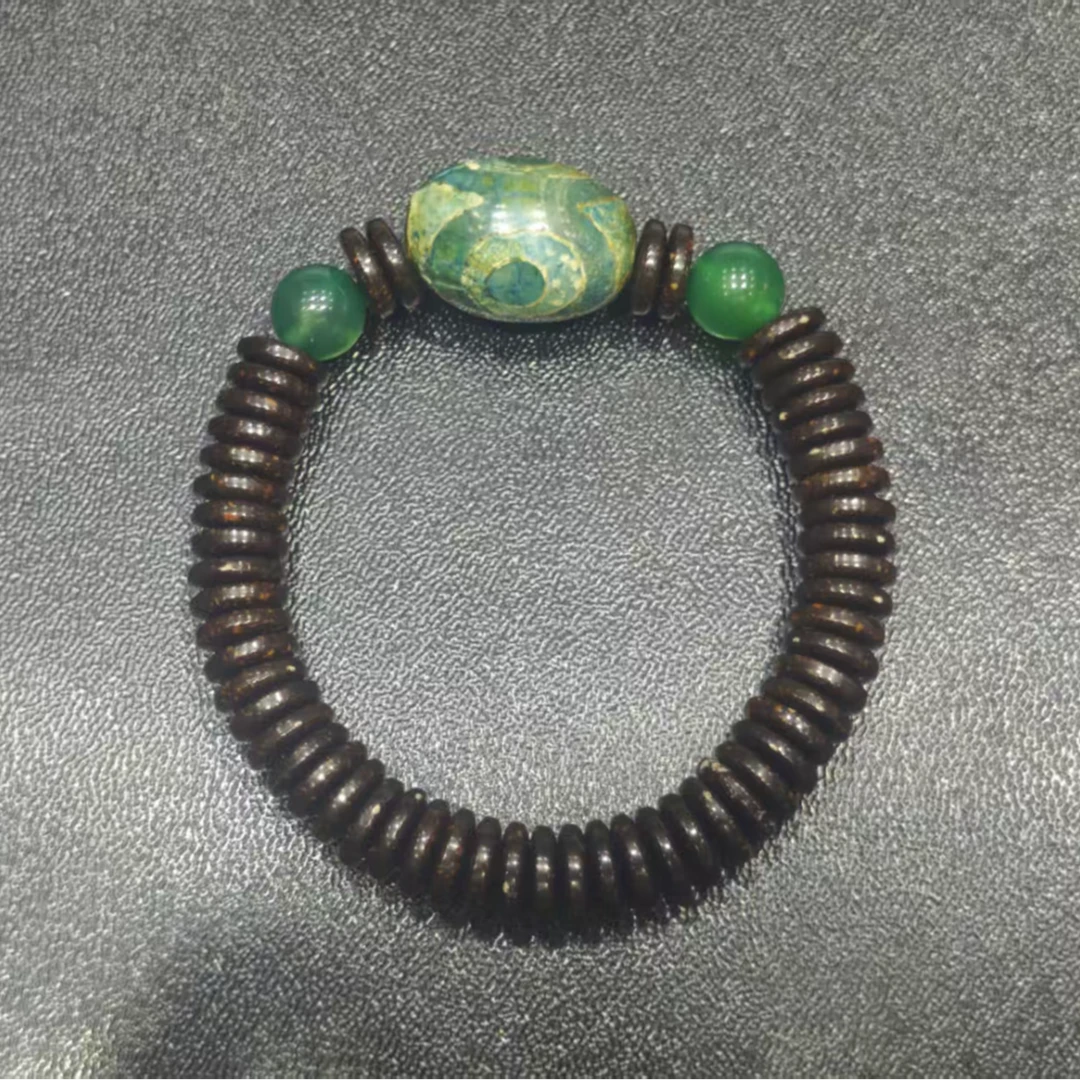 非金属珐琅手链 <米多缘>藏传黑金片片大三眼手串（不含证）