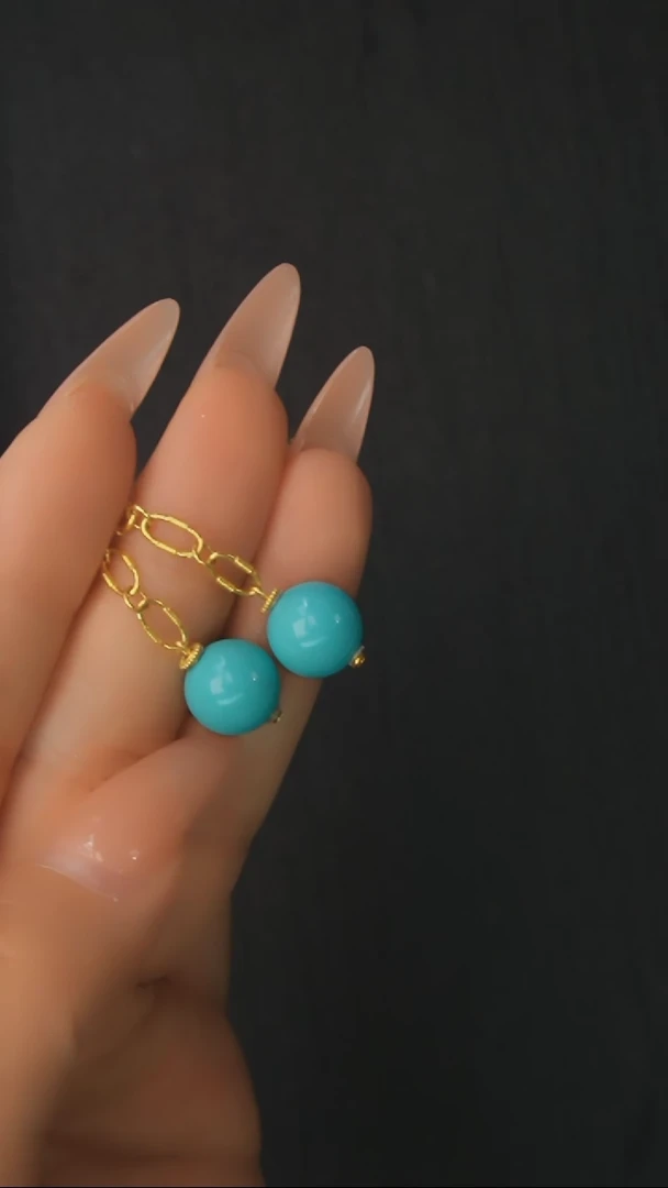 【闪购商品】绿松石耳环18K金镶嵌发货一件