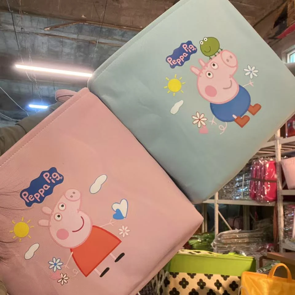 【45X35X40高】粉佩奇和蓝乔治束口微瑕六十升收纳筐