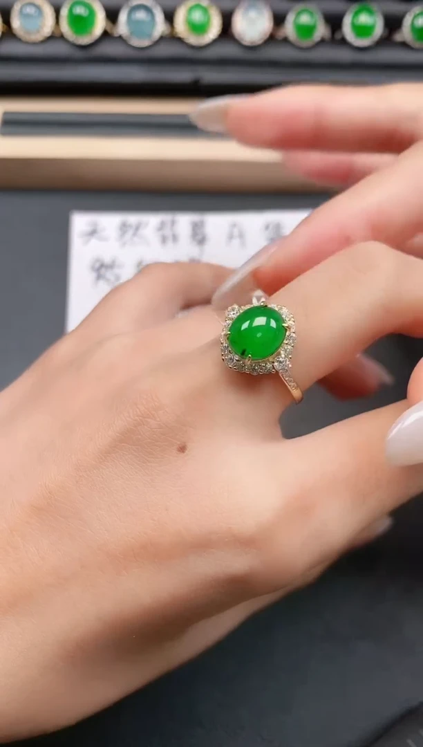 翡翠戒指银S925镶嵌1111