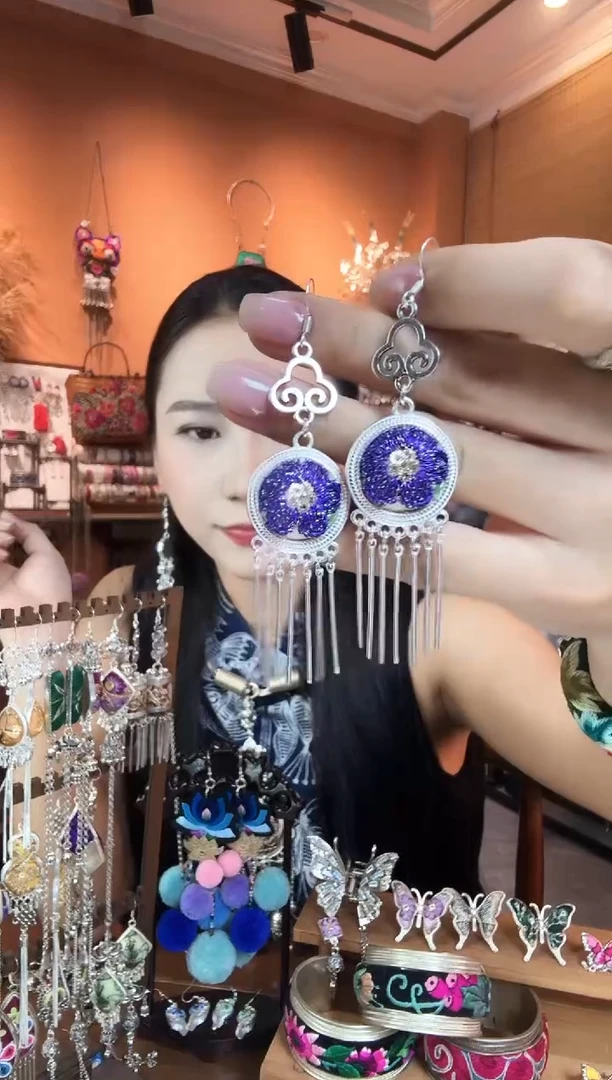 刺绣纯手工民族风耳环
