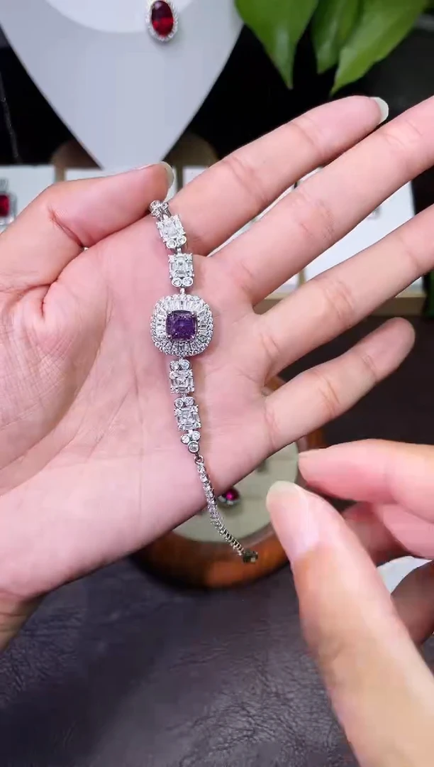 合金合成钻石紫宝手链