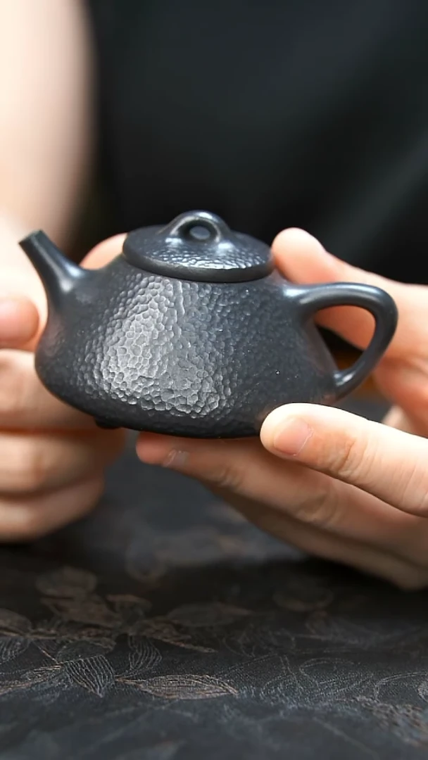 茶壶紫砂捂灰锤纹石瓢壶 非我家底款