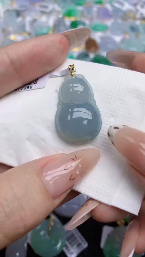 翡翠18K金镶嵌颈饰576   天然翡翠A货