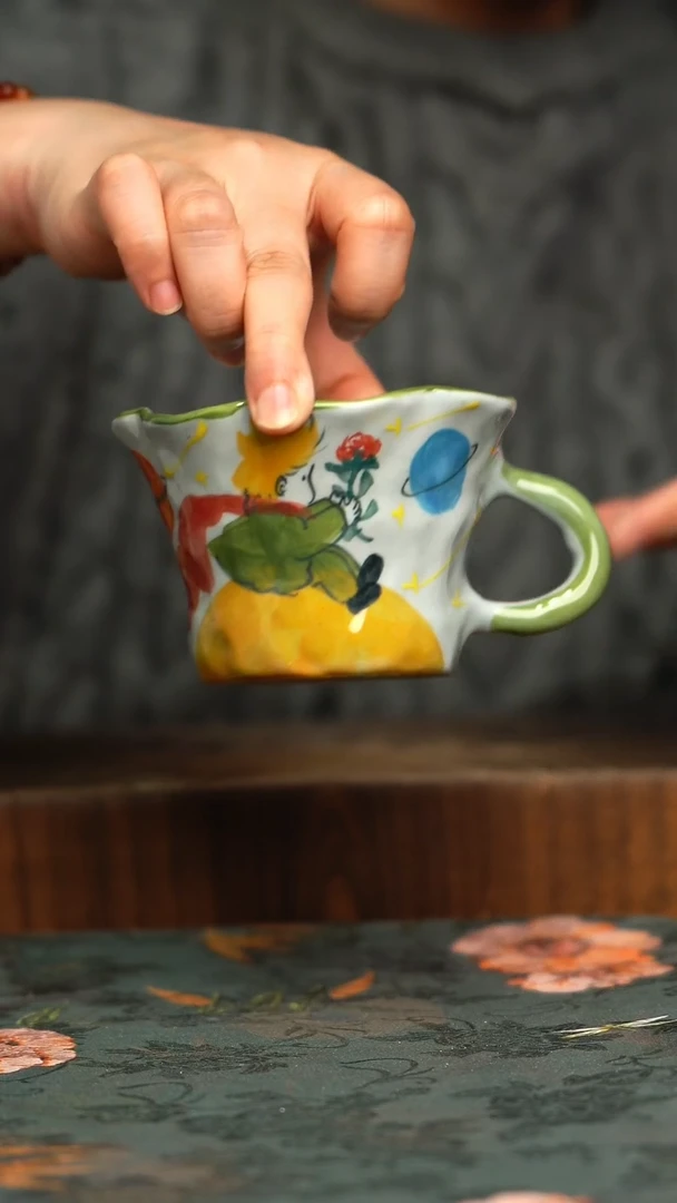 杯釉下彩手工手绘同款陶器