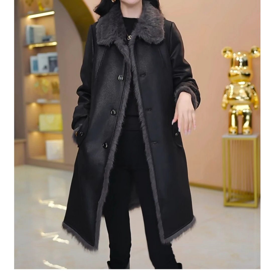 蔓琳加绒加厚【双面穿】优雅气质时尚大气收腰显瘦外套M-4XL-29333