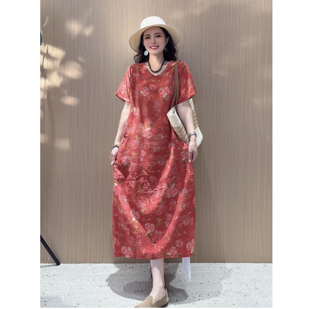 11164新款夏季减龄优雅气质时尚遮肉碎花连衣裙QZ