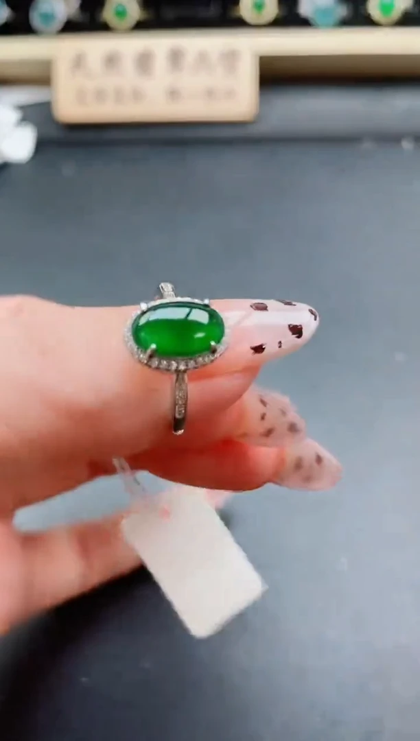 银S925镶嵌戒指翡翠1
