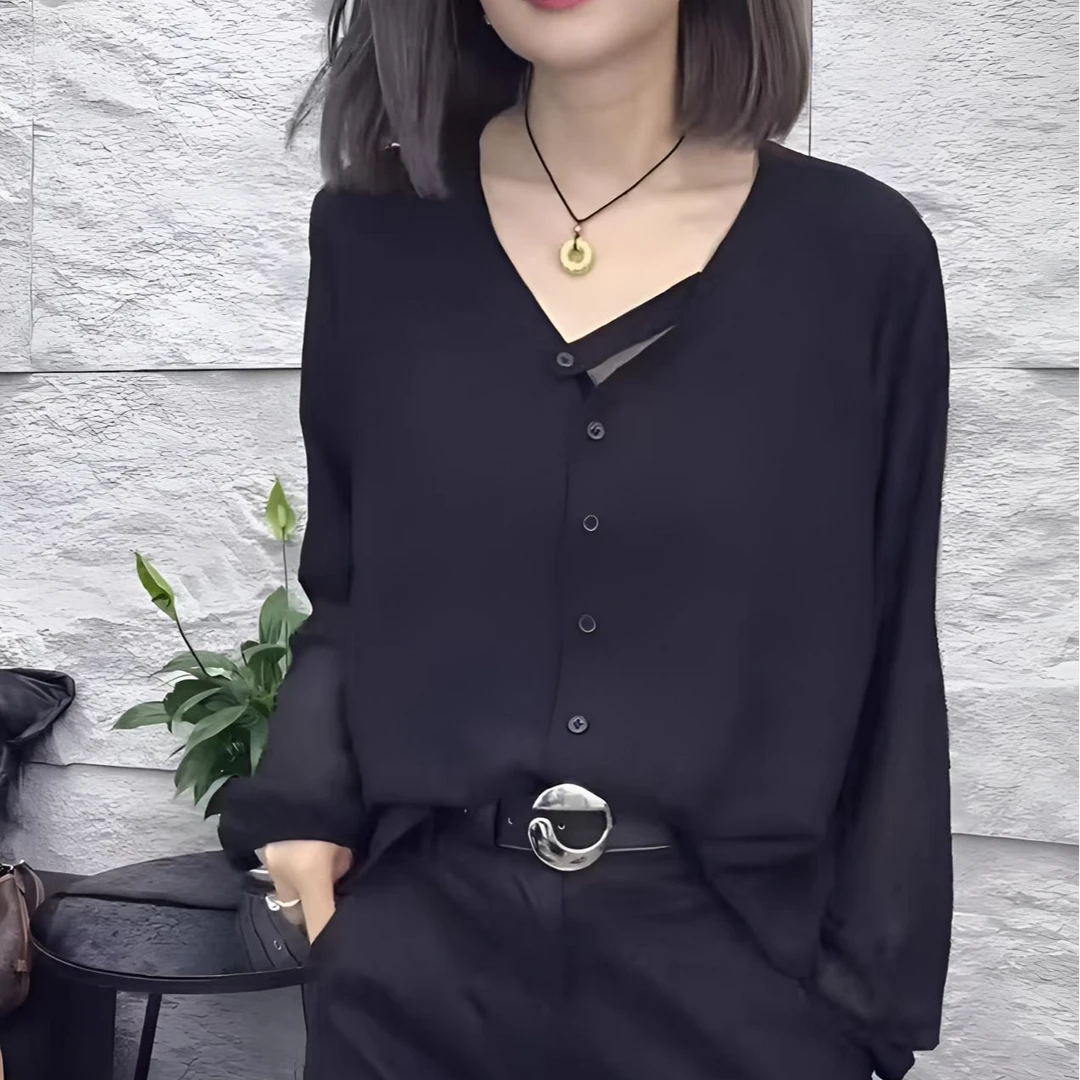 时尚百搭2025显瘦衬衫设计女春季长袖新款宽松潮流休闲薄款感