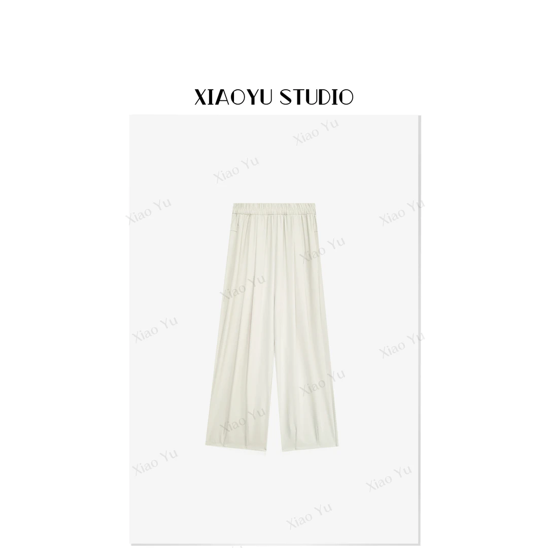 【正版TR】2025冷感春夏新款TR西装面料垂感宽松显瘦女阔腿裤