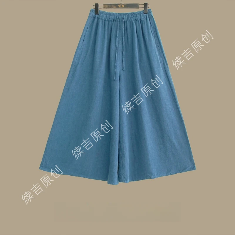 续吉麻衣出品24-590薄款文艺复古宽松阔腿裤女春夏显瘦百搭休闲裤