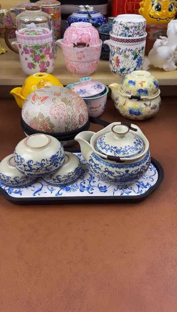 陶陶瓷茶具摆件旅行套组