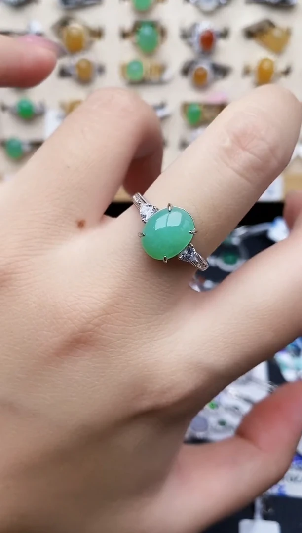 银S925镶嵌戒指翡翠822