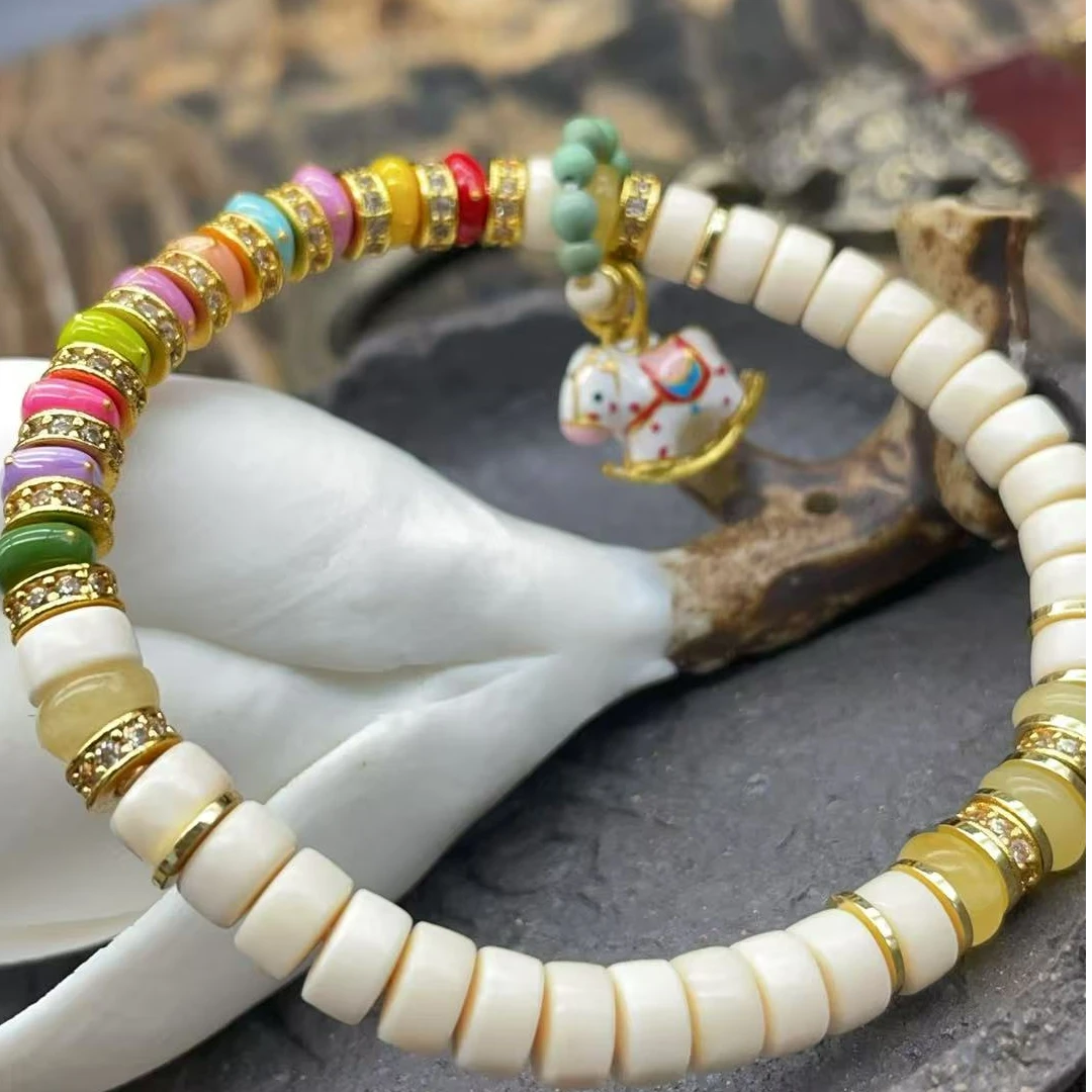 80259【旋转木马】精品猛犸象牙搭配原创单圈手串