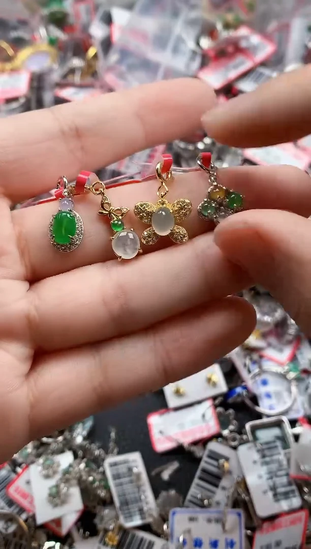 银S925镶嵌戒指翡翠天然A货缅甸翡翠