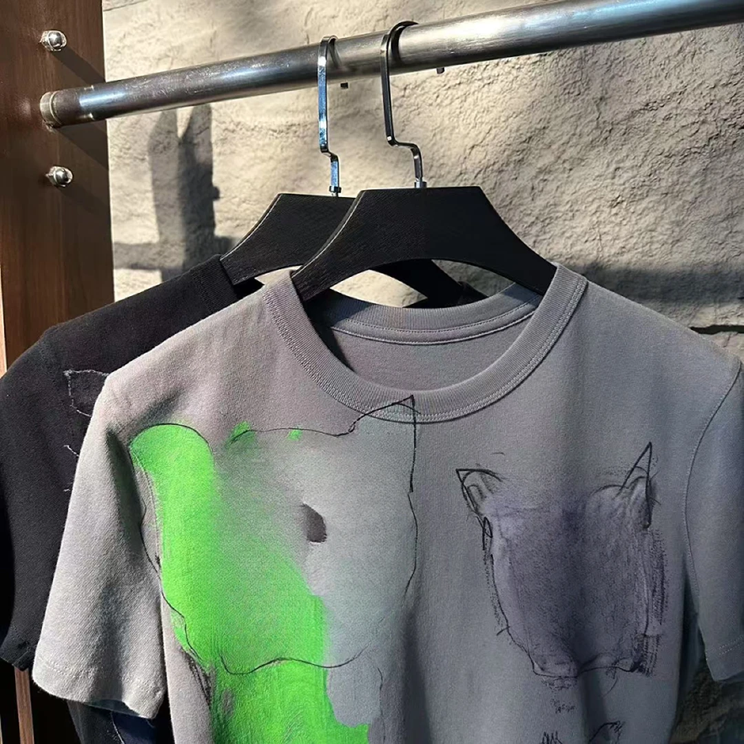 20074【江*订单】25春新品短袖T恤女正肩猫咪2486