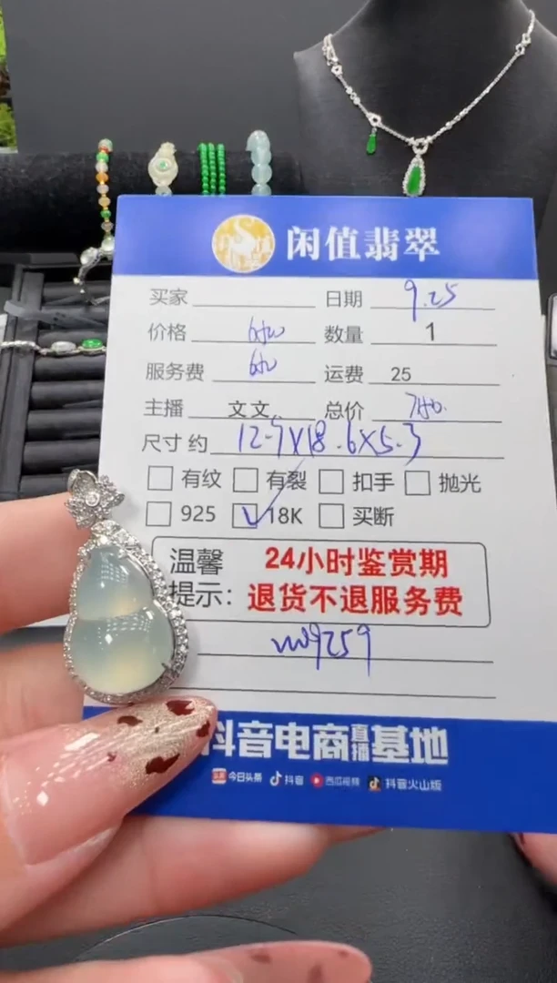 颈饰18K金镶嵌翡翠翡翠吊坠