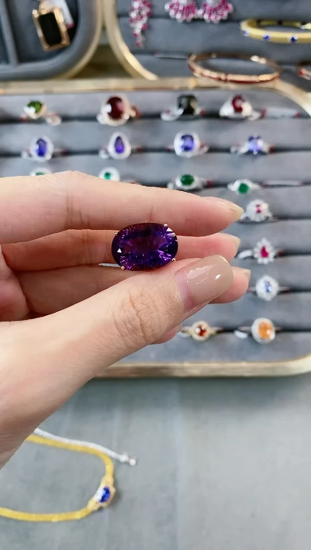 18K金镶嵌笔搁紫晶·