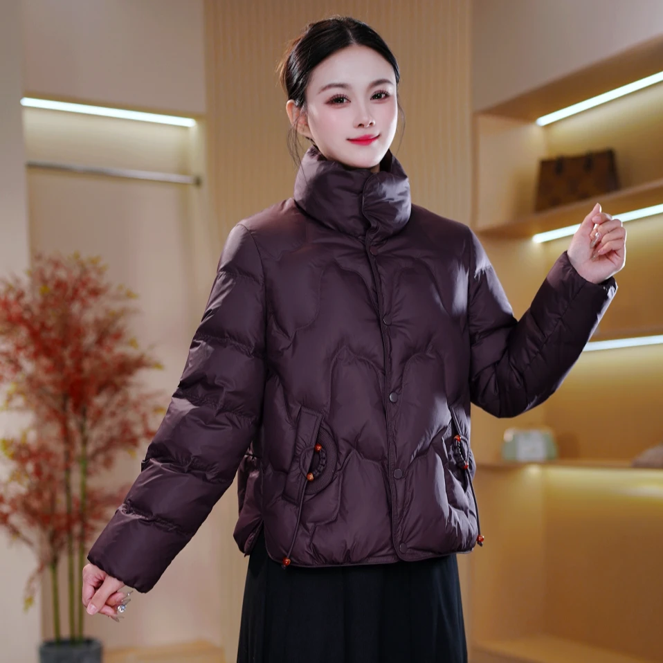 国风小立领羽绒服女2025秋冬新款时尚短款保暖鸭绒宽松外套