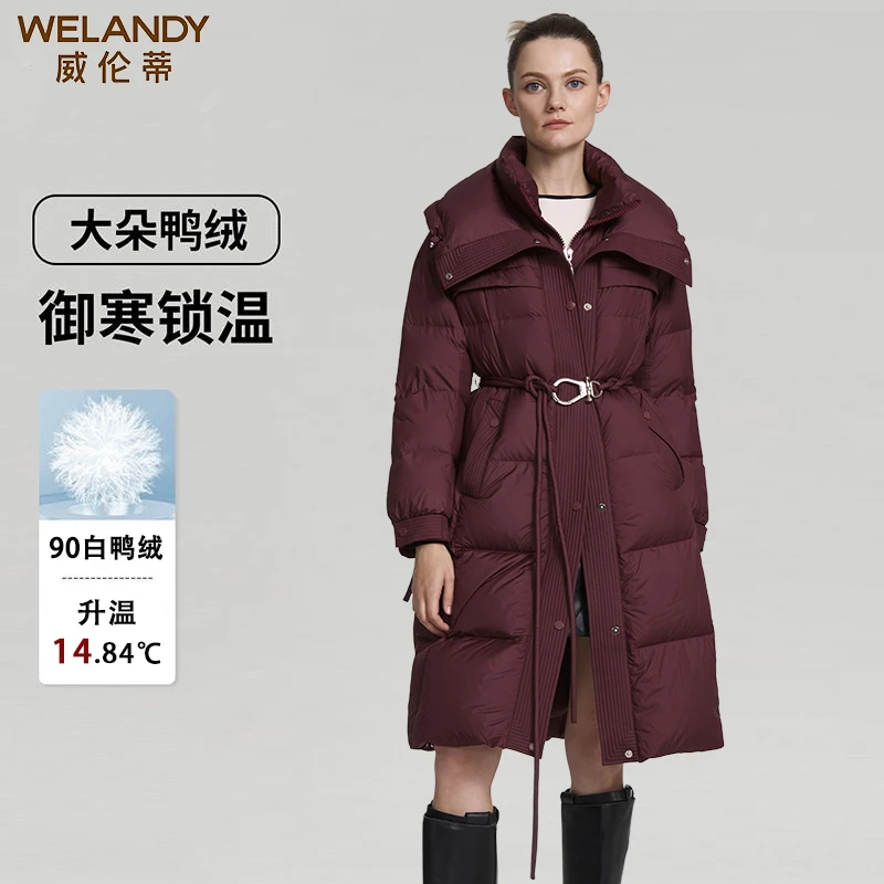 威伦蒂女款白鸭绒冬季羽绒服通勤时尚户外女士中长款双层加厚5001