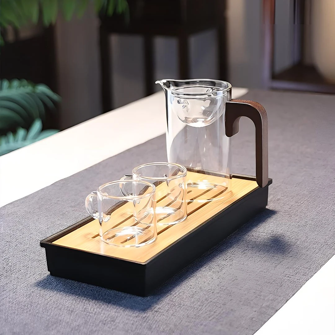 耐高温逍遥玻璃泡茶壶分离林冲泡茶杯可拆洗木把小青柑一体公道杯