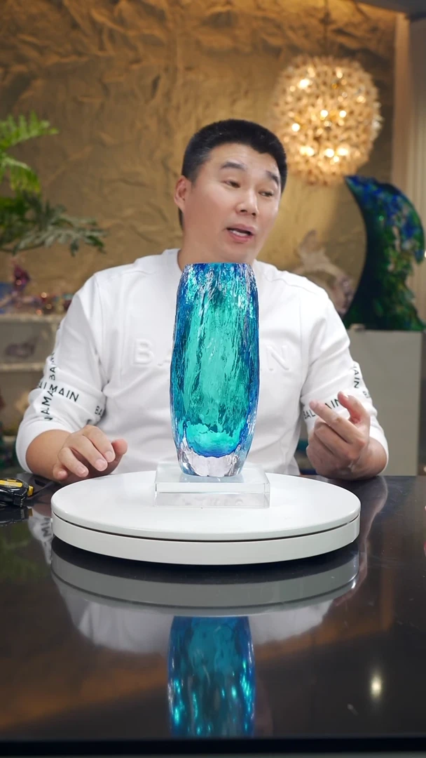 摆件福利天空蓝水波纹花瓶