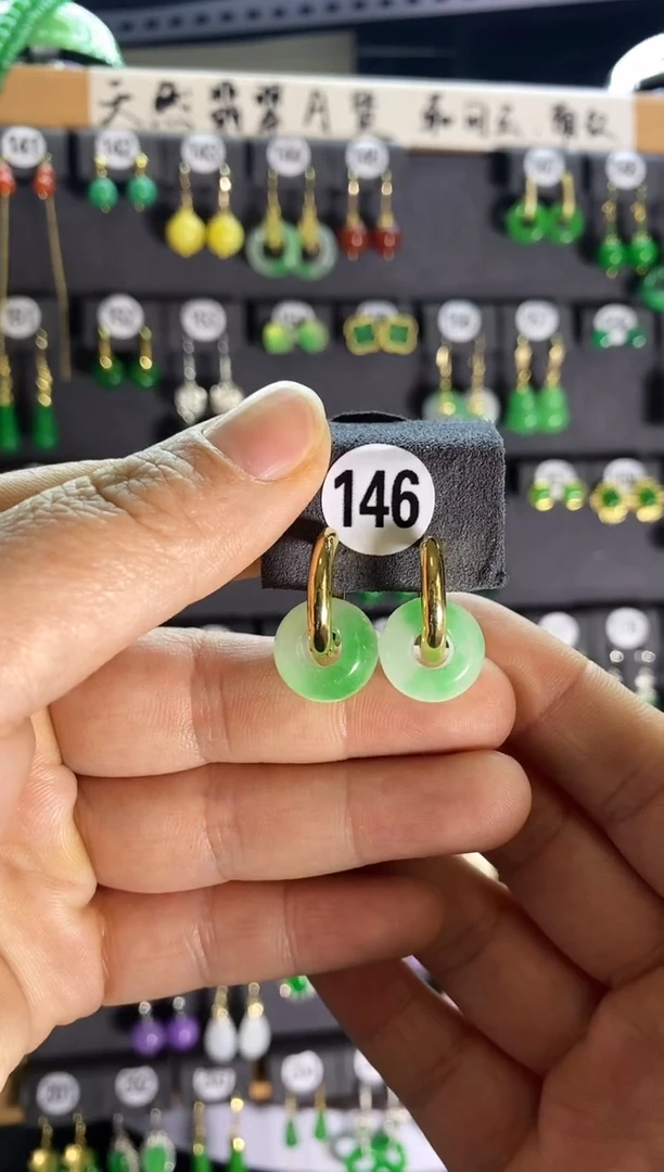 【闪购商品】翡翠耳饰银S925镶嵌146....