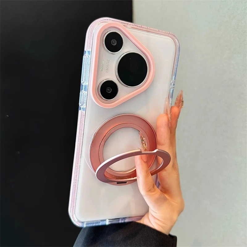 高透水润适用华为pura80pro新款手机壳高端奢华360旋转磁吸支架80