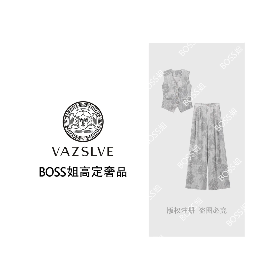 VAZSLVE/原创设计 夏季时尚上衣静奢风阔腿裤时尚套装-55958160