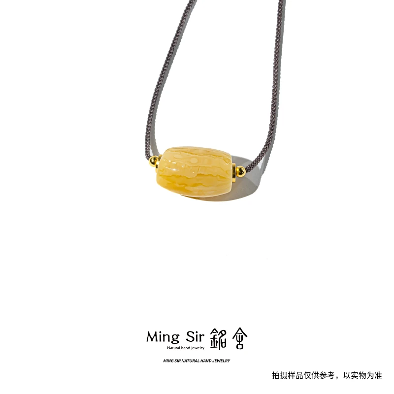 【铭舍 微瑕新款】天然俄料蜜蜡微瑕马蹄珠吊坠颈饰设计款珠宝玉石