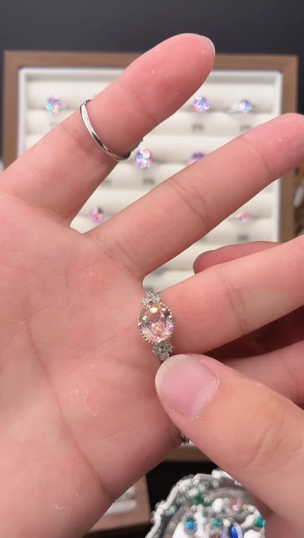 戒指彩色蓝宝石银S925镶嵌1111