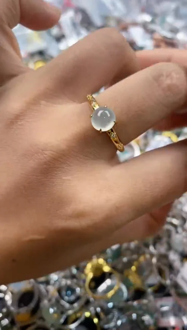 银S925镶嵌戒指翡翠222---1