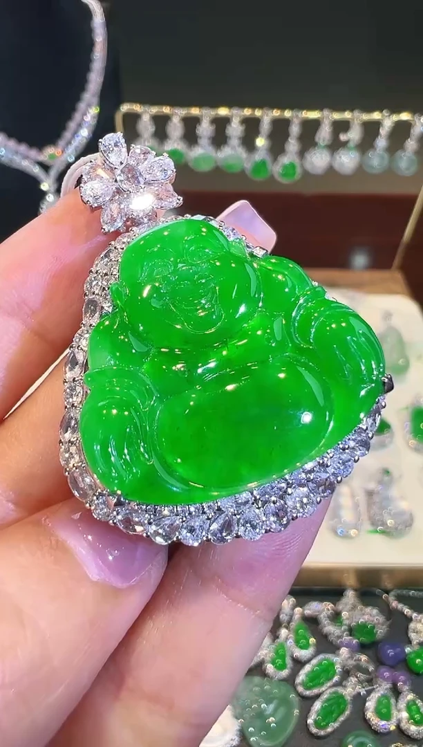 吊坠(不含链)18K金镶嵌翡翠翡翠