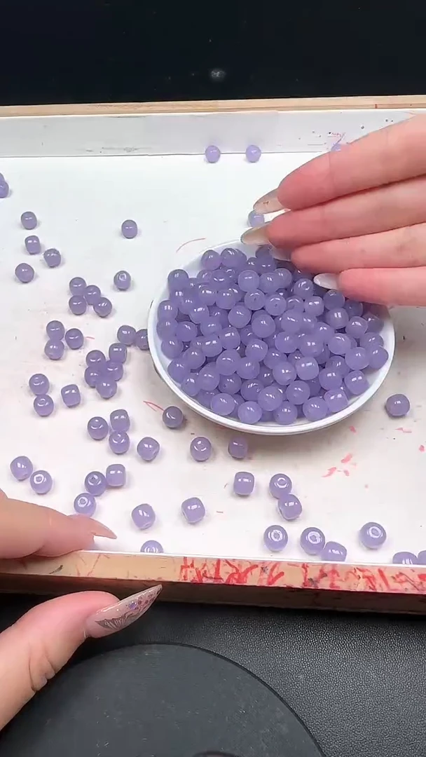 未镶嵌和田玉珠宝半成品冰烟紫N306卡7*8mm散珠15颗