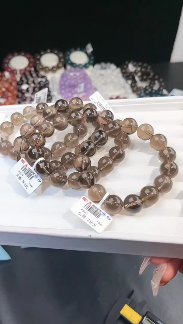 【闪购商品】水晶手链未镶嵌多样性发一茶晶14mm